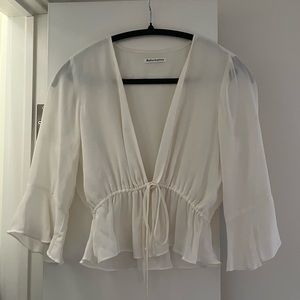 Reformation Sheer tie-front blouse